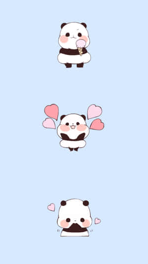 Cute Cartoon Panda Love Wallpaper