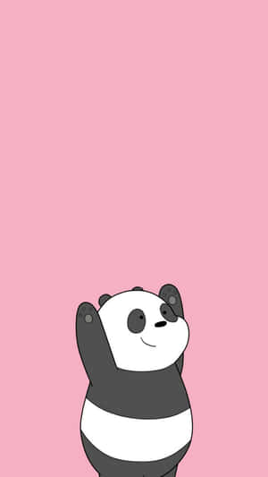 Cute Cartoon Panda Pastel Pink Wallpaper
