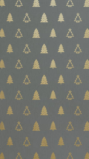 Cute Christmas Iphone Gold Trees Wallpaper