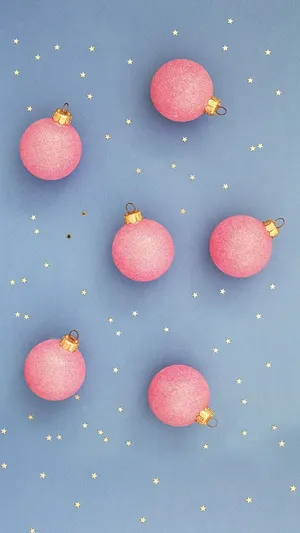 Cute Christmas Iphone Pink Balls Wallpaper