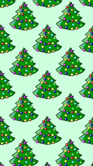 Cute Christmas Tree Green Wallpaper
