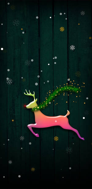 Cute Colorful Reindeer Christmas Wallpaper