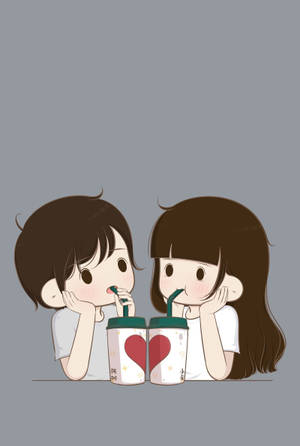 Cute Couple Matching Heart Cups Wallpaper