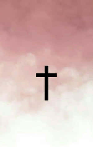 Cute Cross On Gradient Pink Skies Wallpaper