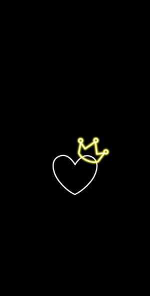 Cute Crown Black Heart Iphone Wallpaper