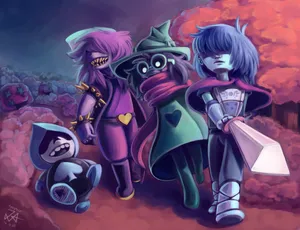 Cute Deltarune Characters Walking Wallpaper