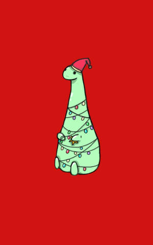 Cute Dinosaur As Christmas Tree Wallpaper