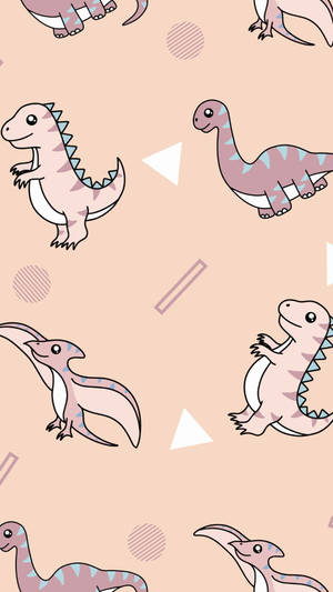 Cute Dinosaur Iphone Pink Pattern Art Wallpaper