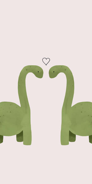 Cute Dinosaurs In Love Wallpaper