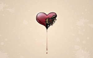 Cute Dripping Heart With Skeleton Wallpaper