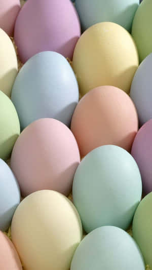 Cute Easter Iphone With Rainbow Colored Eggs Wallpaper