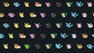 Cute Eeveelutions Pixel Art Wallpaper