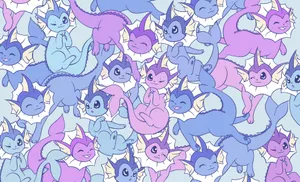 Cute Eeveelutions Purple Desktop Wallpaper