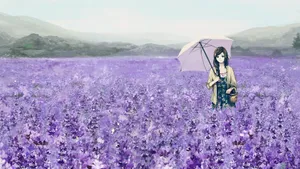 Cute Girl Purple Anime Aesthetic Wallpaper