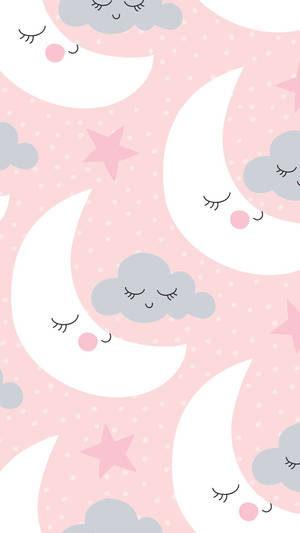 Cute Girly Cartoon Moon Wallpaper