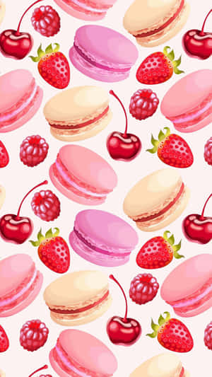 Cute Girly Phone Macarons Wallpaper