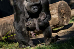 Cute Gorilla Child Holding Wallpaper