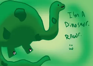 Cute Green Dinosaur Cartoon Illustration Wallpaper