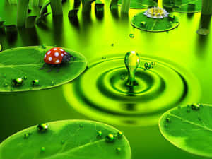 Cute Green Pon Ladybug Wallpaper