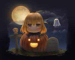 Cute Halloween Chibi Anime Girl Wallpaper