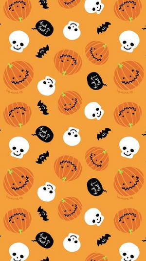 Cute Halloween Iphone Spooky Pattern Wallpaper