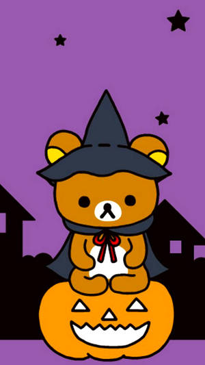 Cute Halloween Iphone Witch Bear Wallpaper