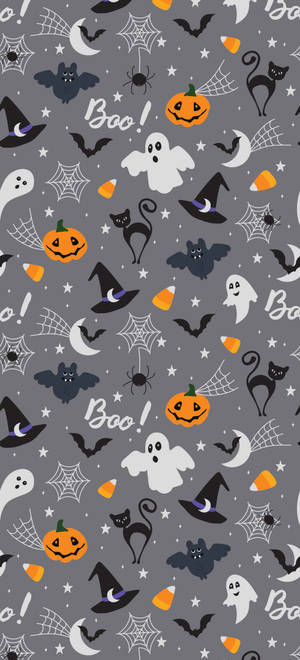 Cute Halloween Phone Gray Wallpaper