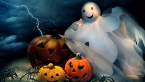 Cute Halloween White Ghost Wallpaper