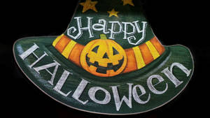 Cute Halloween Witch Hat Signage Wallpaper