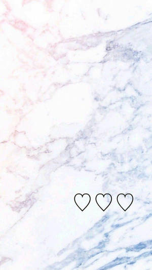 Cute Heart Drawings On White Marble Wallpaper