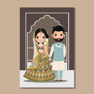 Cute Indian Cartoon Couple Wallpaper