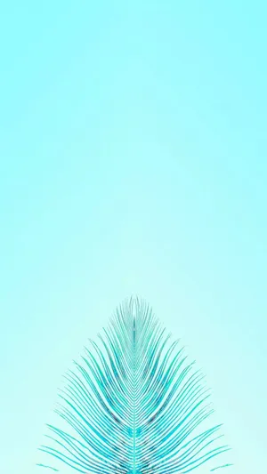 Cute Iphone Teal Feather With Thin Strands Wallpaper