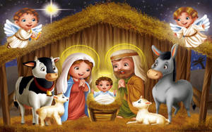 Cute Jesus In Nativity Scene Wallpaper