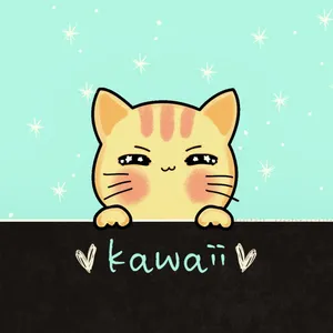Cute Kawaii Cat With Text Wallpaper