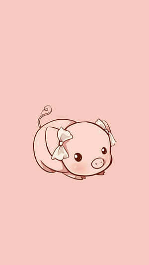 Cute Kawaii Pig Cartoon Wallpaper