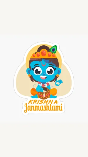 Cute Krishna Holding A Pot Wallpaper