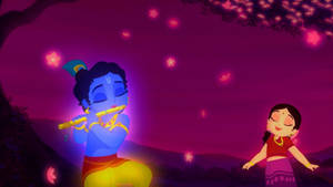 Cute Krishna Playing Flute Wallpaper