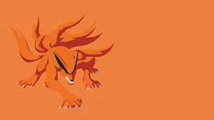 Cute Kurama Orange Aesthetic Minimalist Wallpaper