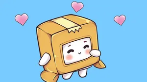 Cute Lankybox Boxy On Blue Backdrop Wallpaper