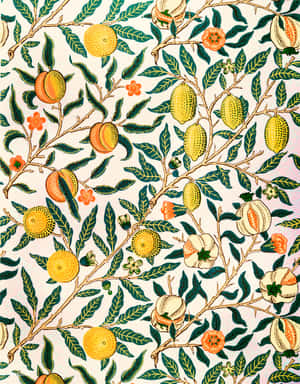 Cute Leaves With Fruits And Flowers Wallpaper