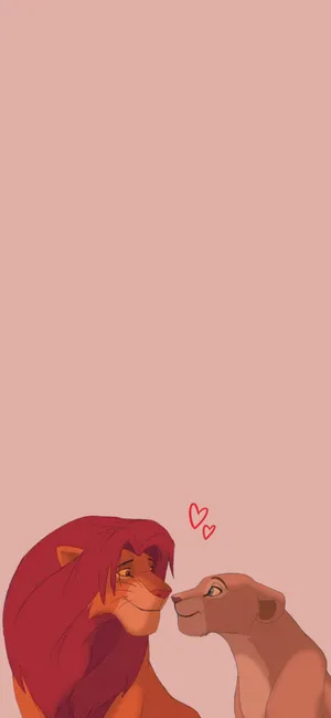 Cute Lion King Lovers Simba And Nala Wallpaper