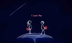 Cute Love Story In Stickman Drawing Wallpaper