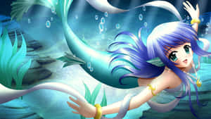 Cute Mermaid Anime Girl Violet Wallpaper