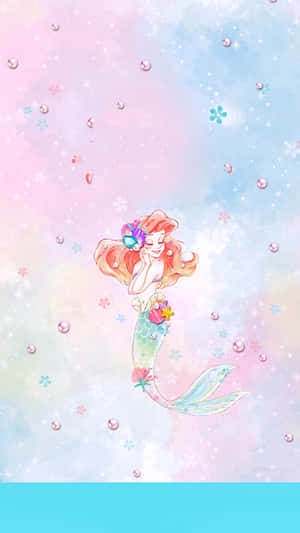 Cute Mermaid Ariel Digital Drawing Wallpaper