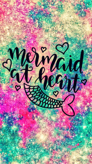 Cute Mermaid At Heart Glitters Wallpaper