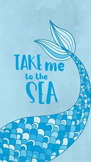 Cute Mermaid Blue Fin Quote Wallpaper