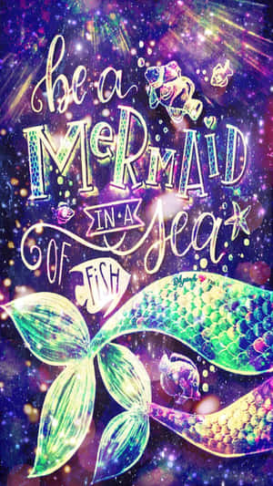 Cute Mermaid Quote Sparkling Violet Wallpaper