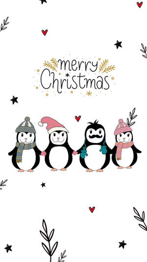 Cute Merry Christmas Iphone Penguins Wallpaper