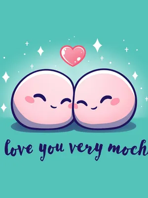 Cute Mochi Love Illustration Wallpaper