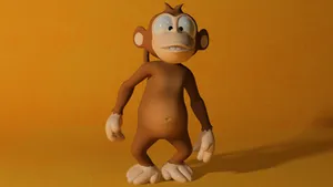 Cute Monkey 3d Art Wallpaper
